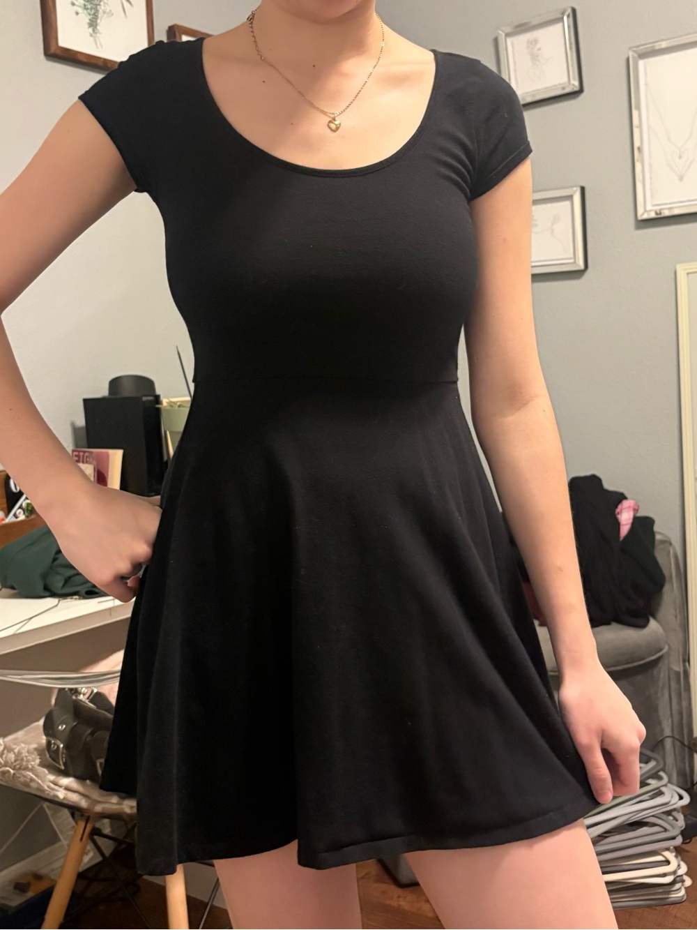 American Eagle Outfitters Black Scoop Neck Mini Dress